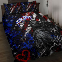 Personalized America New York Statue Of Liberty Quilt Bed Set Dark Grunge American Flag Graffiti Street Art