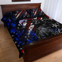 Personalized America New York Statue Of Liberty Quilt Bed Set Dark Grunge American Flag Graffiti Street Art