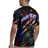 Personalized America New York Statue Of Liberty Rugby Jersey Dark Grunge American Flag Graffiti Street Art