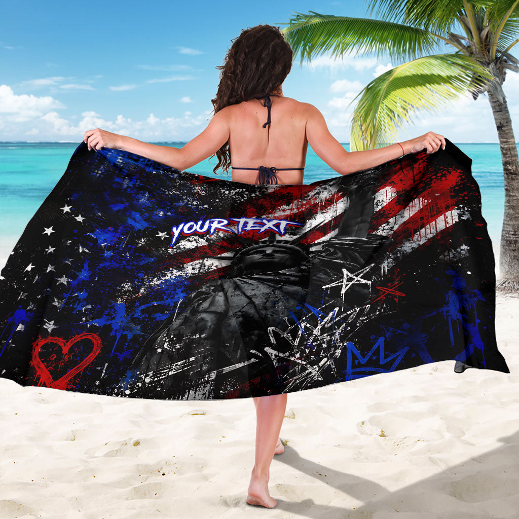 Personalized America New York Statue Of Liberty Sarong Dark Grunge American Flag Graffiti Street Art