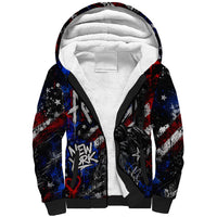 Personalized America New York Statue Of Liberty Sherpa Hoodie Dark Grunge American Flag Graffiti Street Art