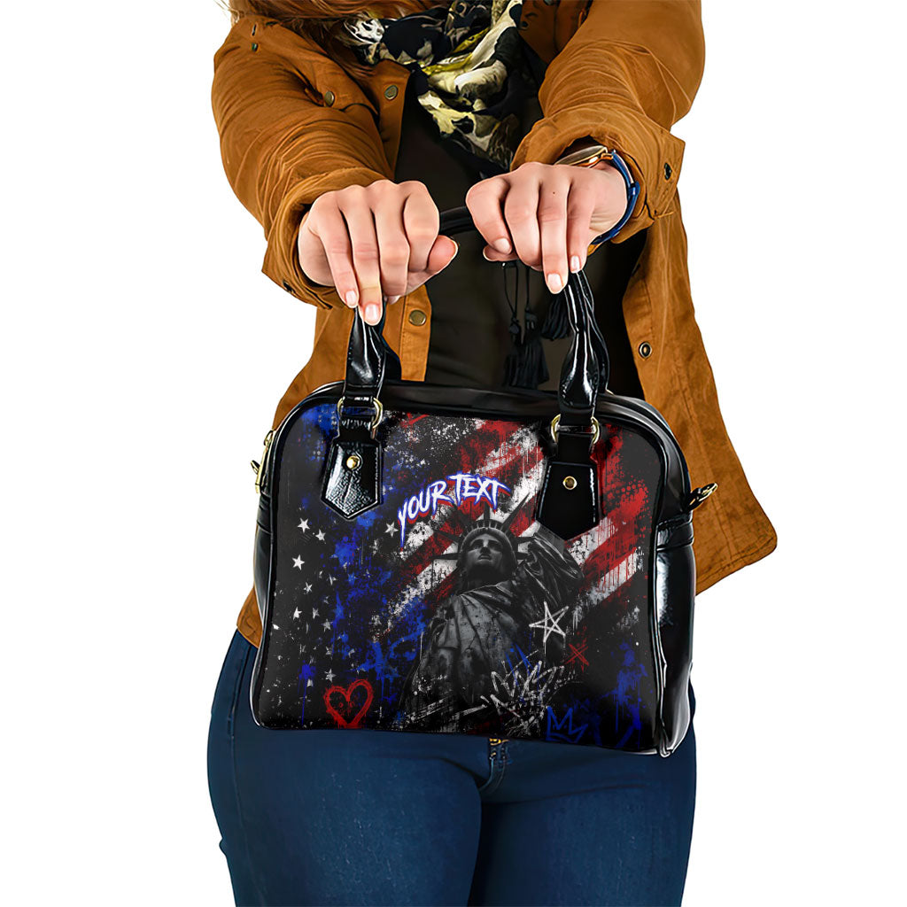 Personalized America New York Statue Of Liberty Shoulder Handbag Dark Grunge American Flag Graffiti Street Art
