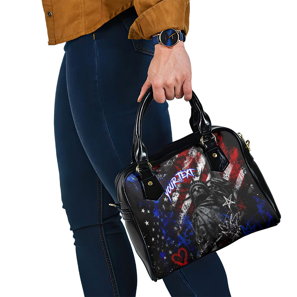Personalized America New York Statue Of Liberty Shoulder Handbag Dark Grunge American Flag Graffiti Street Art