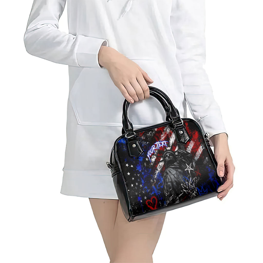 Personalized America New York Statue Of Liberty Shoulder Handbag Dark Grunge American Flag Graffiti Street Art