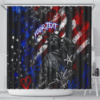 Personalized America New York Statue Of Liberty Shower Curtain Dark Grunge American Flag Graffiti Street Art