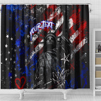 Personalized America New York Statue Of Liberty Shower Curtain Dark Grunge American Flag Graffiti Street Art