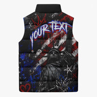 Personalized America New York Statue Of Liberty Sleeveless Puffer Jacket Dark Grunge American Flag Graffiti Street Art