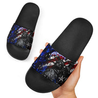Personalized America New York Statue Of Liberty Slide Sandals Dark Grunge American Flag Graffiti Street Art