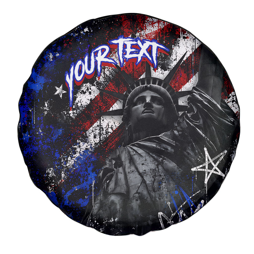 Personalized America New York Statue Of Liberty Spare Tire Cover Dark Grunge American Flag Graffiti Street Art