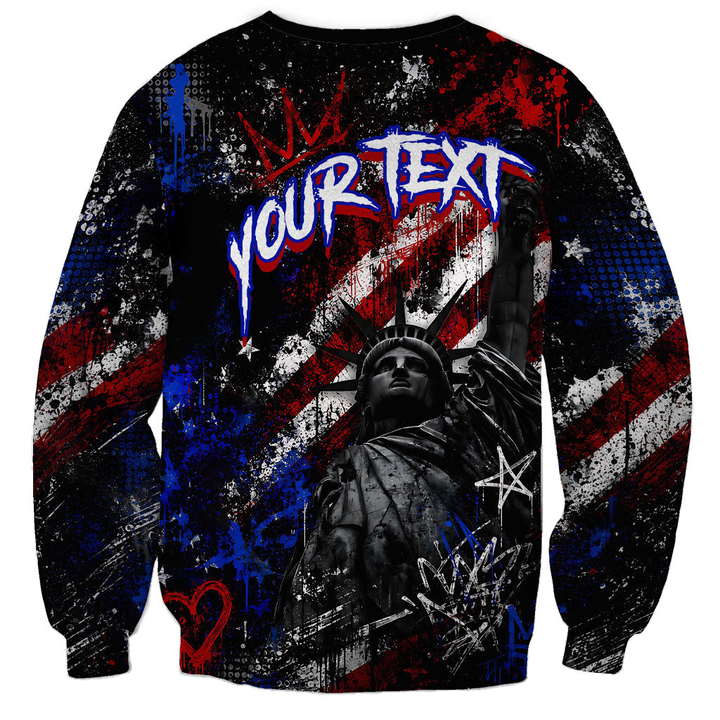Personalized America New York Statue Of Liberty Sweatshirt Dark Grunge American Flag Graffiti Street Art