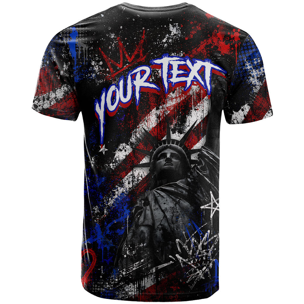 Personalized America New York Statue Of Liberty T Shirt Dark Grunge American Flag Graffiti Street Art