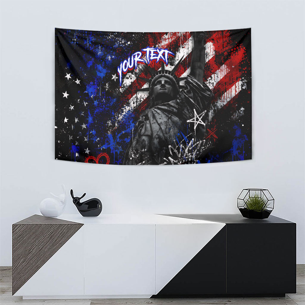 Personalized America New York Statue Of Liberty Tapestry Dark Grunge American Flag Graffiti Street Art