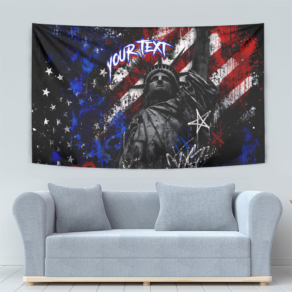 Personalized America New York Statue Of Liberty Tapestry Dark Grunge American Flag Graffiti Street Art