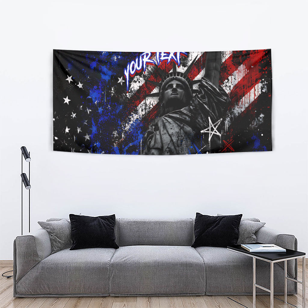 Personalized America New York Statue Of Liberty Tapestry Dark Grunge American Flag Graffiti Street Art