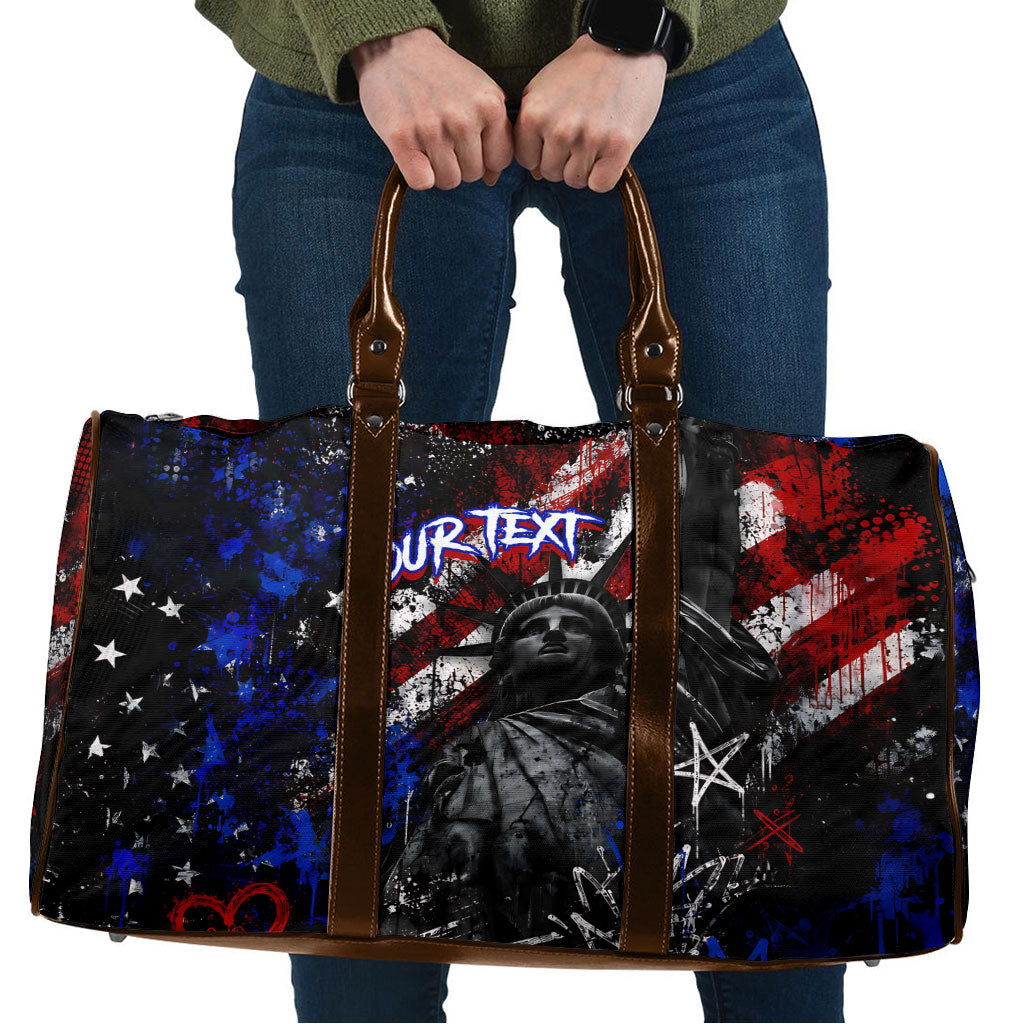 Personalized America New York Statue Of Liberty Travel Bag Dark Grunge American Flag Graffiti Street Art