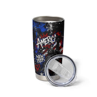 Personalized America New York Statue Of Liberty Tumbler Cup Dark Grunge American Flag Graffiti Street Art