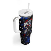 Personalized America New York Statue Of Liberty Tumbler With Handle Dark Grunge American Flag Graffiti Street Art