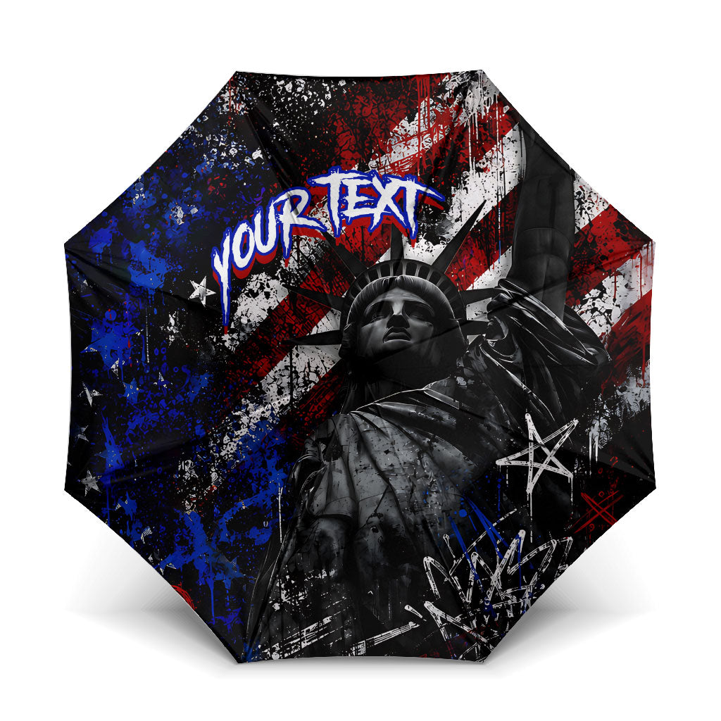 Personalized America New York Statue Of Liberty Umbrella Dark Grunge American Flag Graffiti Street Art