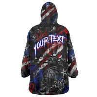 Personalized America New York Statue Of Liberty Wearable Blanket Hoodie Dark Grunge American Flag Graffiti Street Art