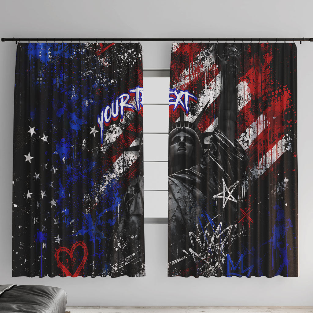 Personalized America New York Statue Of Liberty Window Curtain Dark Grunge American Flag Graffiti Street Art