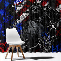 Personalized America New York Statue Of Liberty Window Curtain Dark Grunge American Flag Graffiti Street Art
