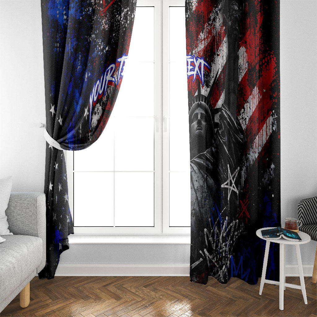 Personalized America New York Statue Of Liberty Window Curtain Dark Grunge American Flag Graffiti Street Art
