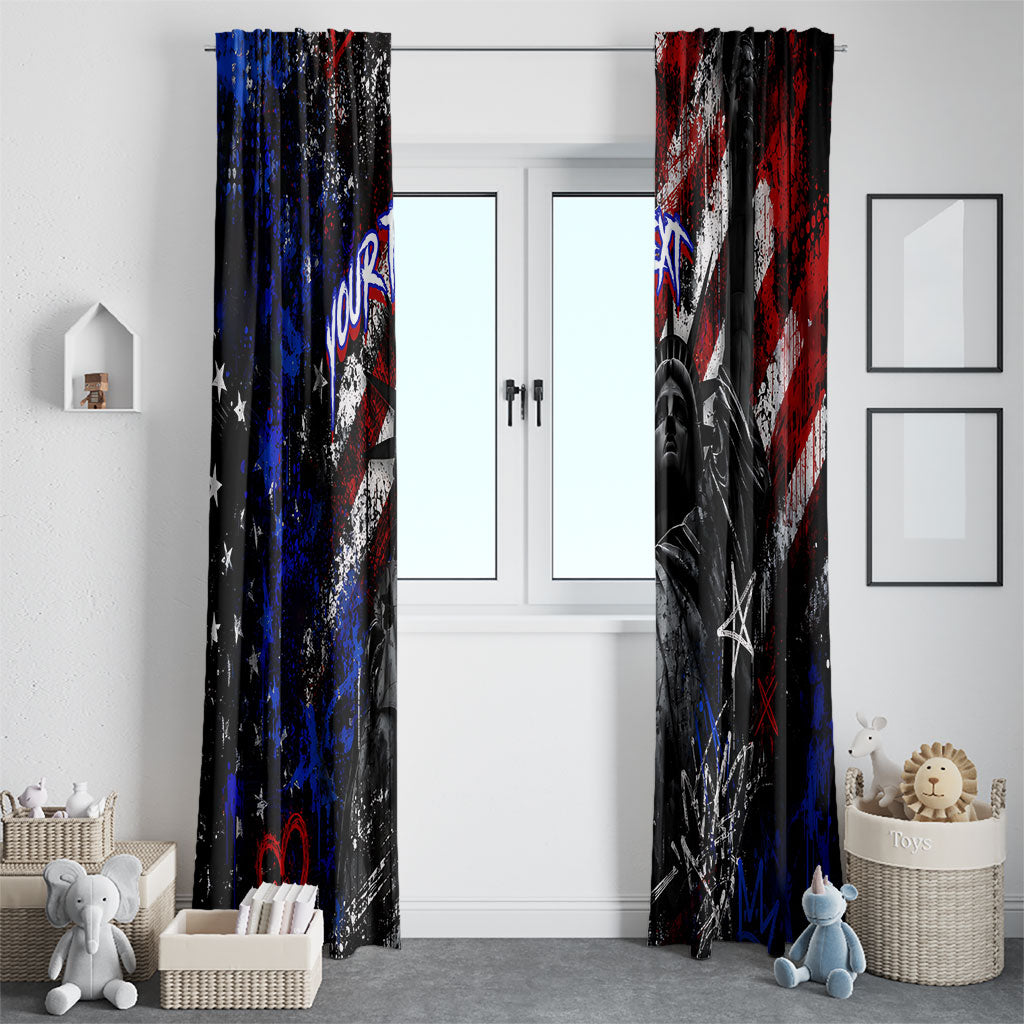 Personalized America New York Statue Of Liberty Window Curtain Dark Grunge American Flag Graffiti Street Art