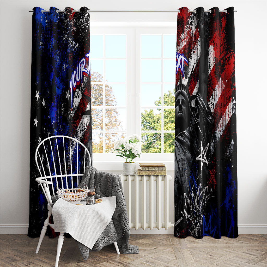 Personalized America New York Statue Of Liberty Window Curtain Dark Grunge American Flag Graffiti Street Art