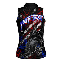 Personalized America New York Statue Of Liberty Women Sleeveless Polo Shirt Dark Grunge American Flag Graffiti Street Art