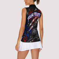 Personalized America New York Statue Of Liberty Women Sleeveless Polo Shirt Dark Grunge American Flag Graffiti Street Art