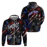Personalized America New York Statue Of Liberty Zip Hoodie Dark Grunge American Flag Graffiti Street Art