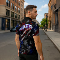 Personalized America New York Statue Of Liberty Zipper Polo Shirt Dark Grunge American Flag Graffiti Street Art