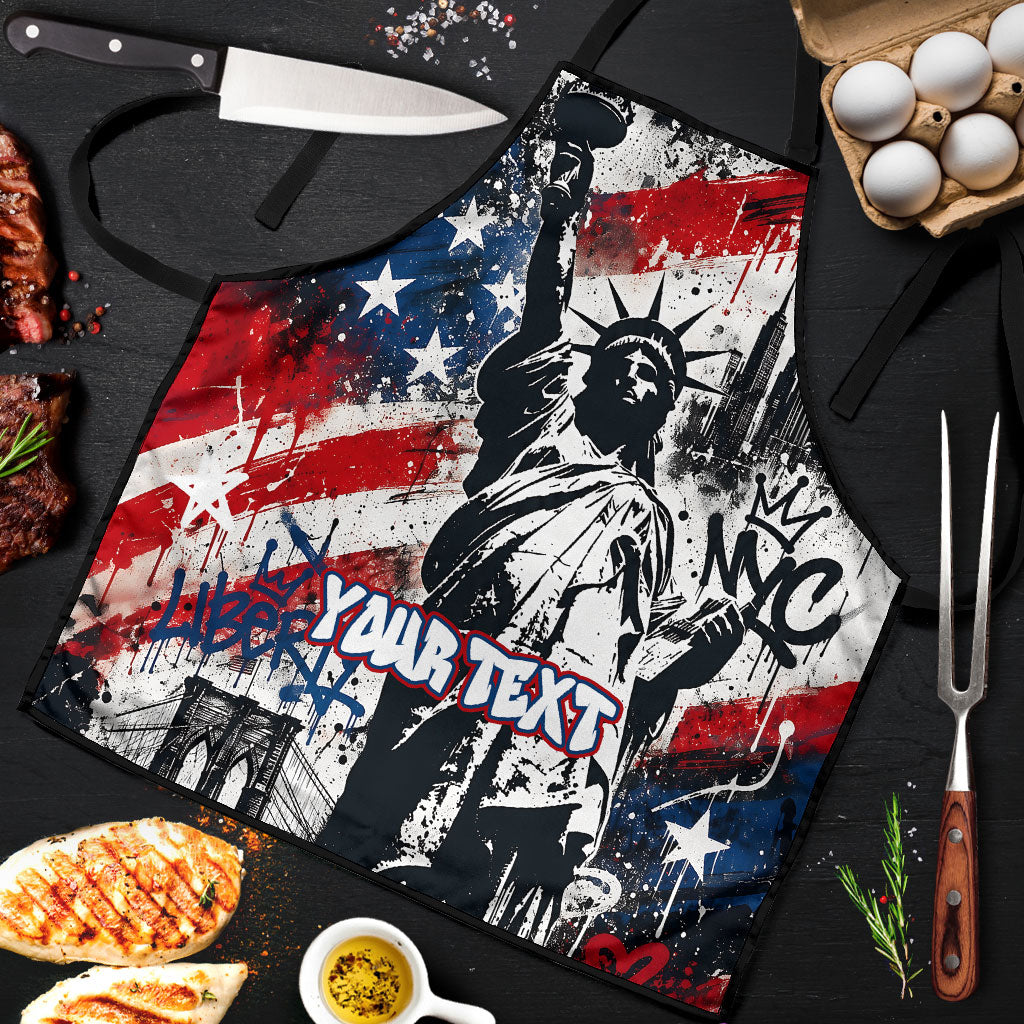 Personalized New York Statue Of Liberty Apron Grunge Street Art NYC Skyline American Pride