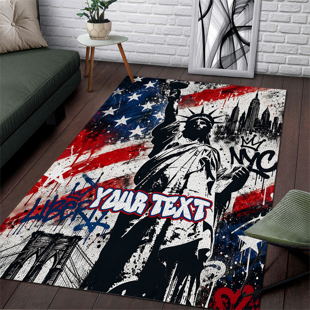 Personalized New York Statue Of Liberty Area Rug Grunge Street Art NYC Skyline American Pride