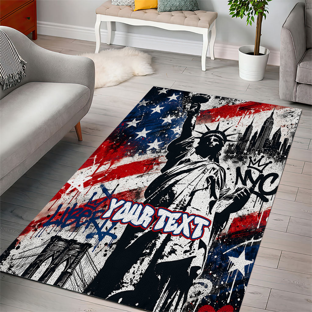 Personalized New York Statue Of Liberty Area Rug Grunge Street Art NYC Skyline American Pride