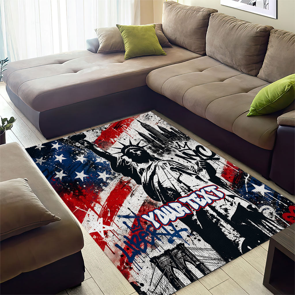 Personalized New York Statue Of Liberty Area Rug Grunge Street Art NYC Skyline American Pride