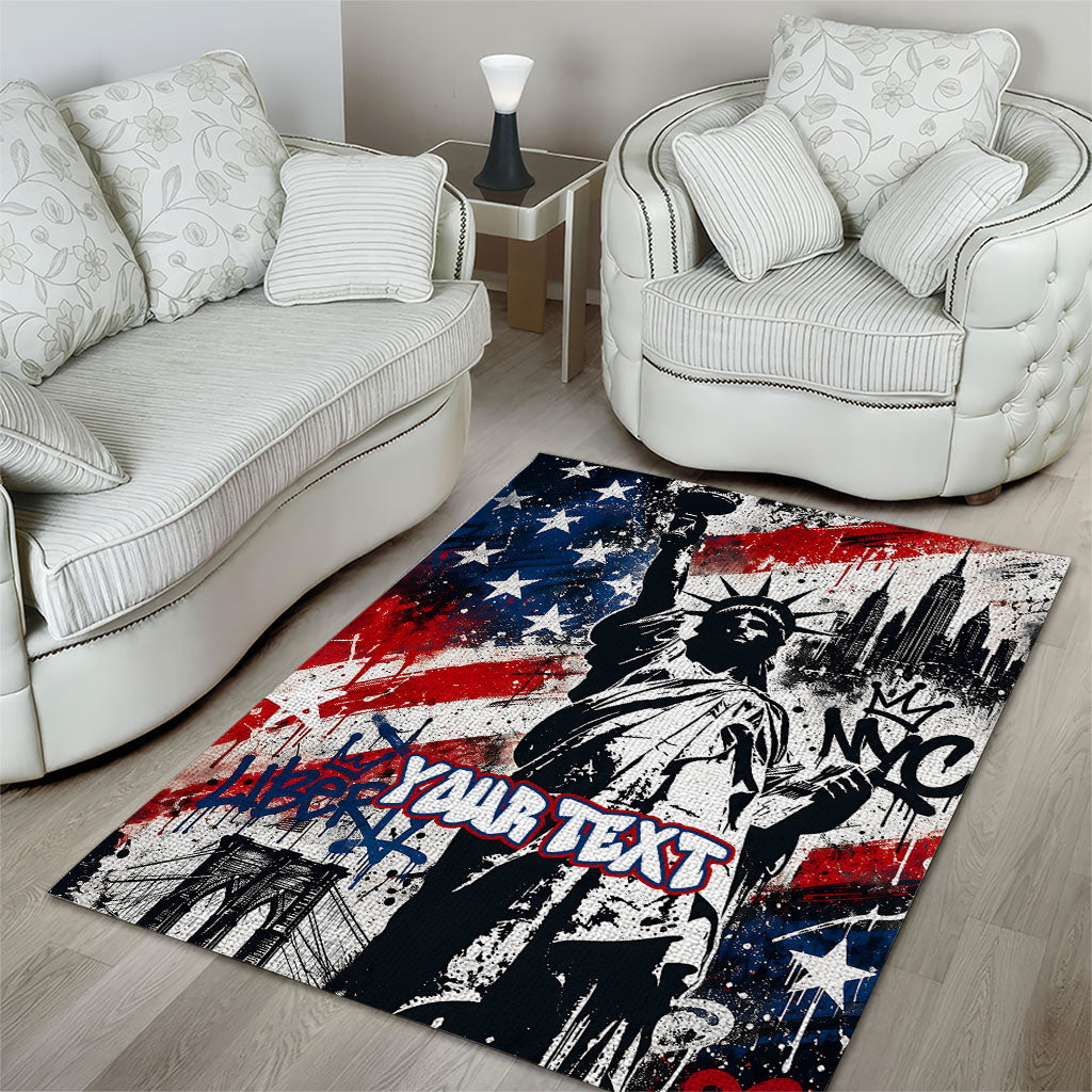 Personalized New York Statue Of Liberty Area Rug Grunge Street Art NYC Skyline American Pride