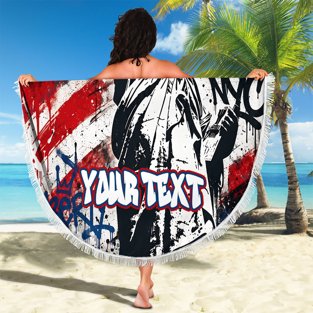 Personalized New York Statue Of Liberty Beach Blanket Grunge Street Art NYC Skyline American Pride