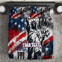 Personalized New York Statue Of Liberty Bedding Set Grunge Street Art NYC Skyline American Pride