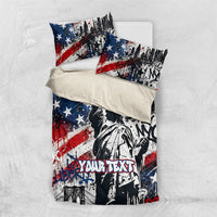 Personalized New York Statue Of Liberty Bedding Set Grunge Street Art NYC Skyline American Pride