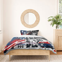 Personalized New York Statue Of Liberty Bedding Set Grunge Street Art NYC Skyline American Pride