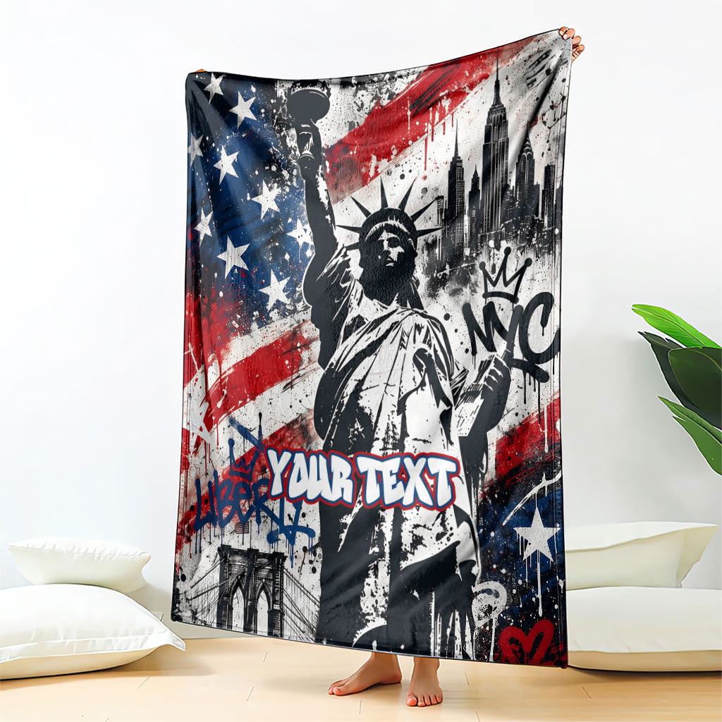 Personalized New York Statue Of Liberty Blanket Grunge Street Art NYC Skyline American Pride