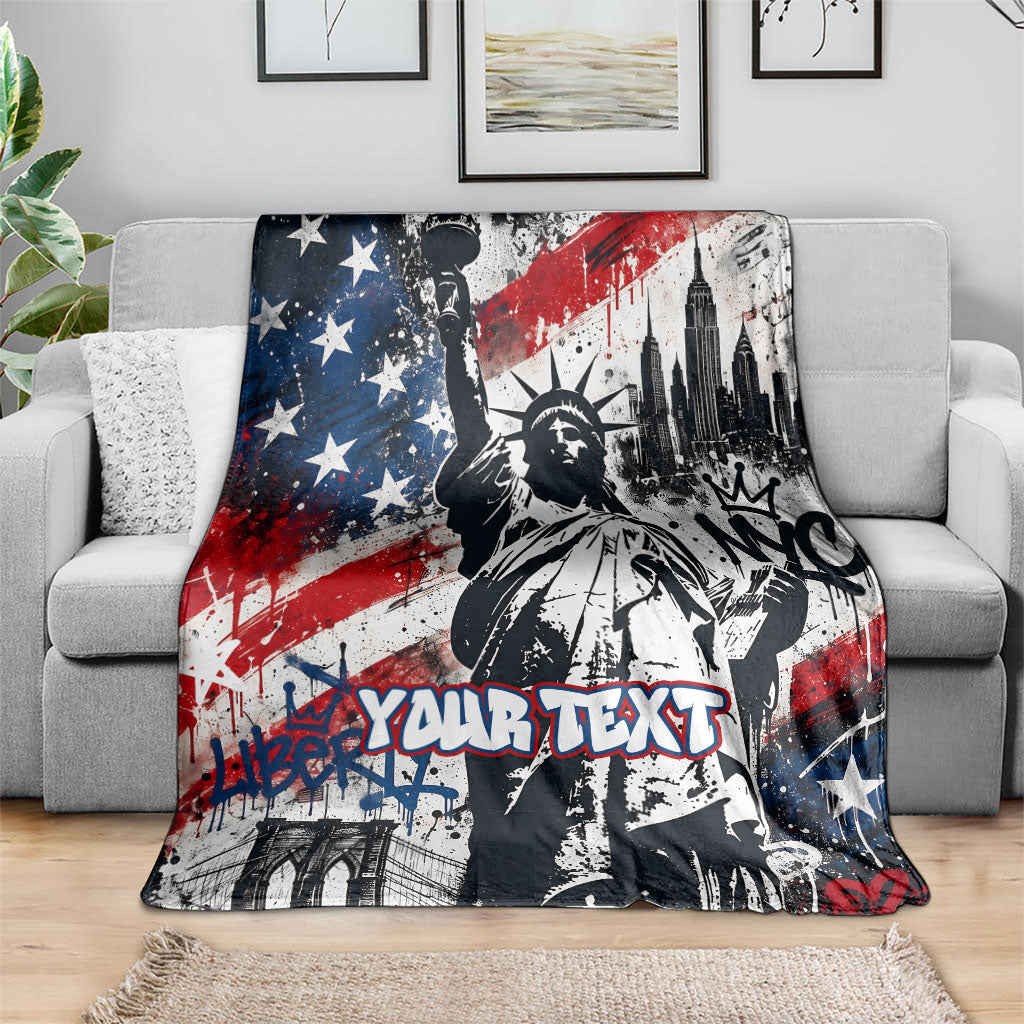 Personalized New York Statue Of Liberty Blanket Grunge Street Art NYC Skyline American Pride