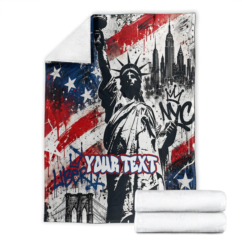Personalized New York Statue Of Liberty Blanket Grunge Street Art NYC Skyline American Pride