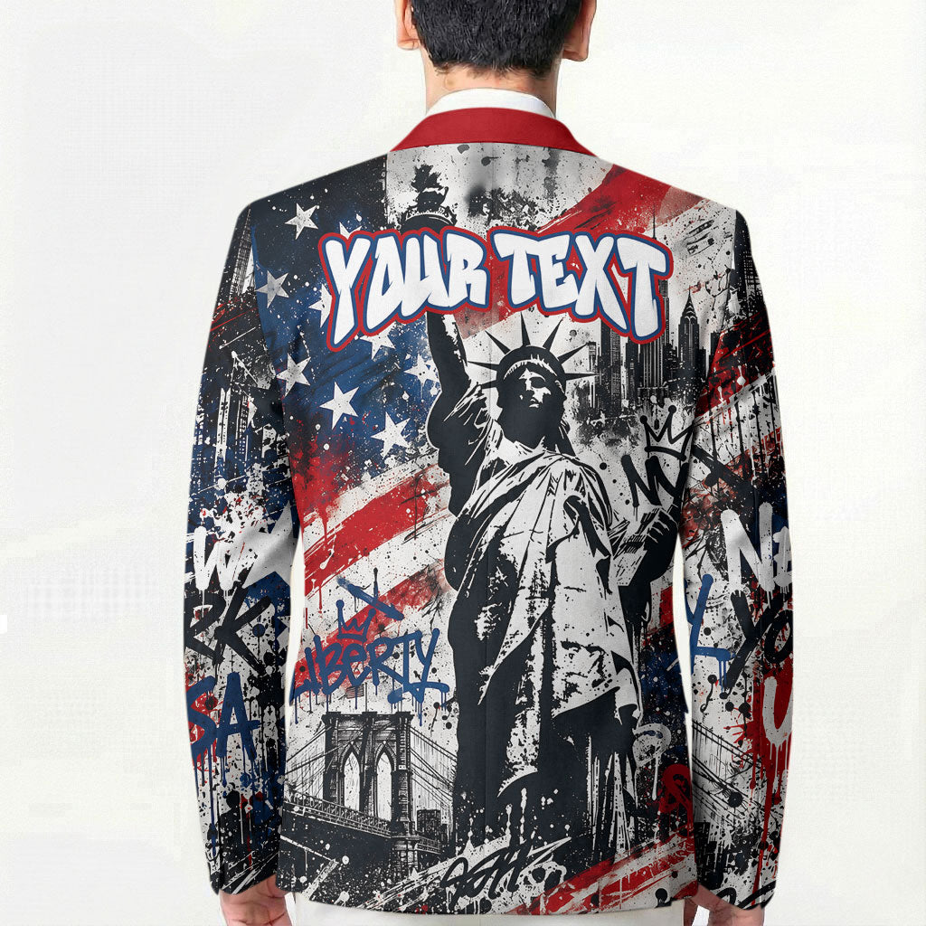 Personalized New York Statue Of Liberty Blazer Grunge Street Art NYC Skyline American Pride