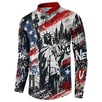 Personalized New York Statue Of Liberty Button Sweatshirt Grunge Street Art NYC Skyline American Pride