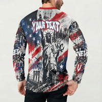 Personalized New York Statue Of Liberty Button Sweatshirt Grunge Street Art NYC Skyline American Pride