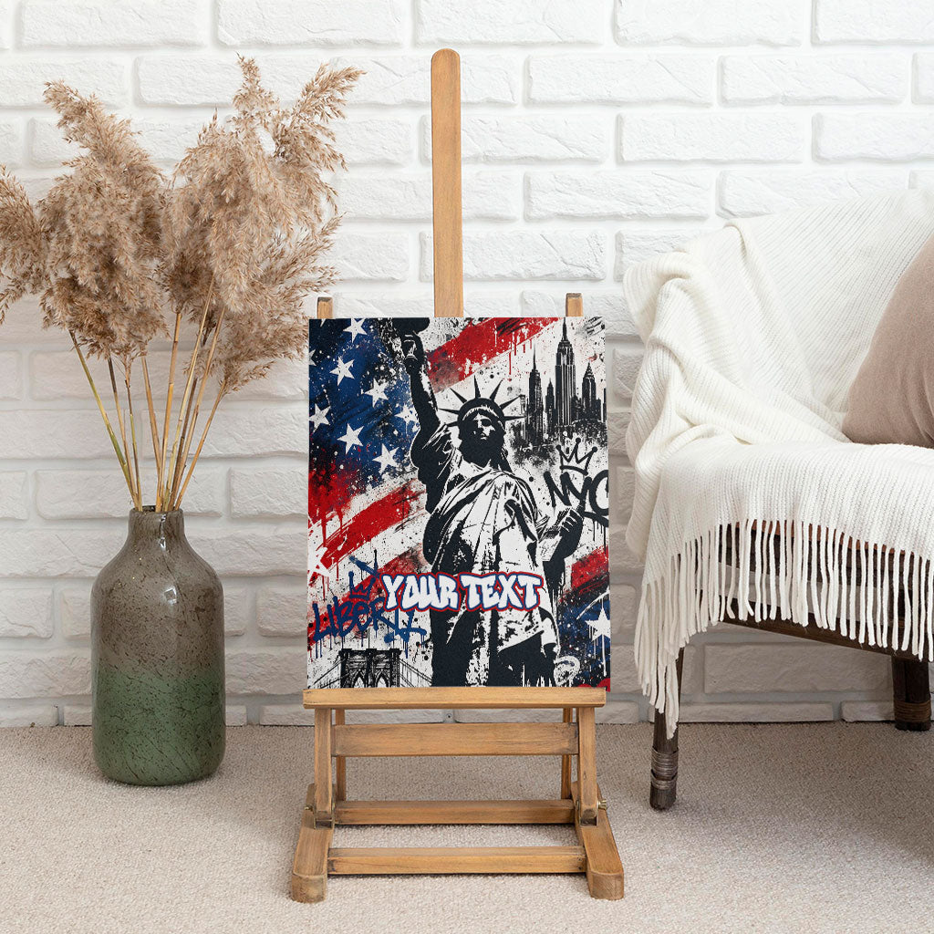 Personalized New York Statue Of Liberty Canvas Wall Art Grunge Street Art NYC Skyline American Pride