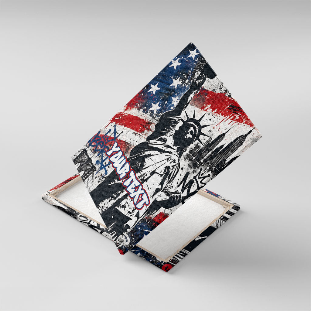 Personalized New York Statue Of Liberty Canvas Wall Art Grunge Street Art NYC Skyline American Pride