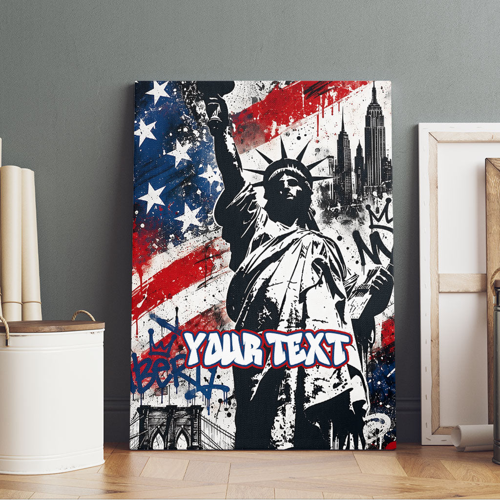 Personalized New York Statue Of Liberty Canvas Wall Art Grunge Street Art NYC Skyline American Pride